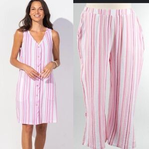 2 pc Escape by HABITAT JETTI dress and CABANA pant in pastel Awning stripe L